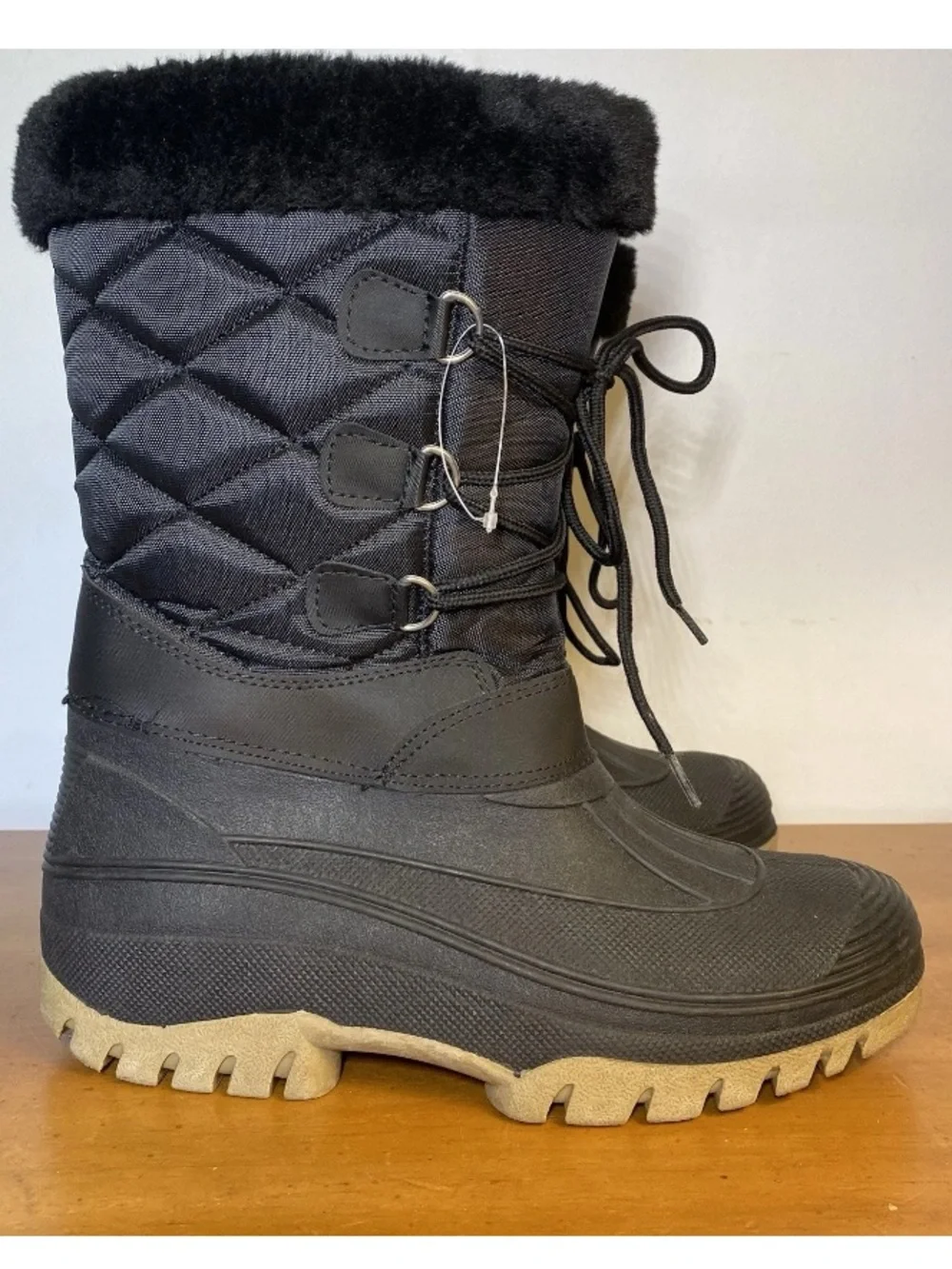 Women’s 8 Faux Fur Lined Winter Snow Boots Mid-Calf Hiking Boots Insulated Warm